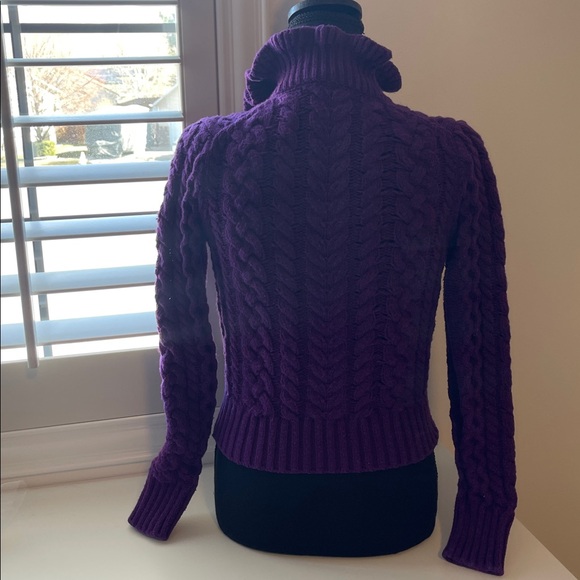 J. Crew Purple Cable Knit Cardigan with Gold Buttons - Picture 3 of 7